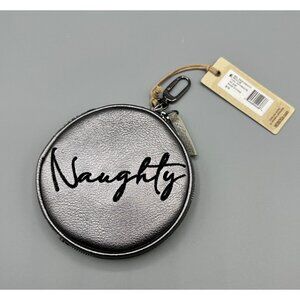 HOBO Go Revolve Naught Nice Two-tone Anthracite Metallic Leather Bag Charm Pouch